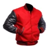 College Highschool Letterman Red & Black Varsity Jacket - Image 2