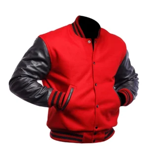 Alternative view of College Highschool Letterman Red & Black Varsity Jacket