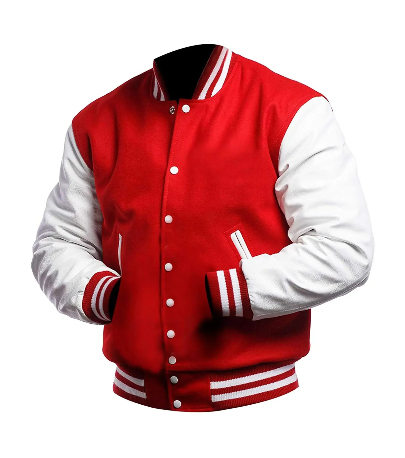 College Highschool Letterman Baseball Red Varsity Jacket - Image 2