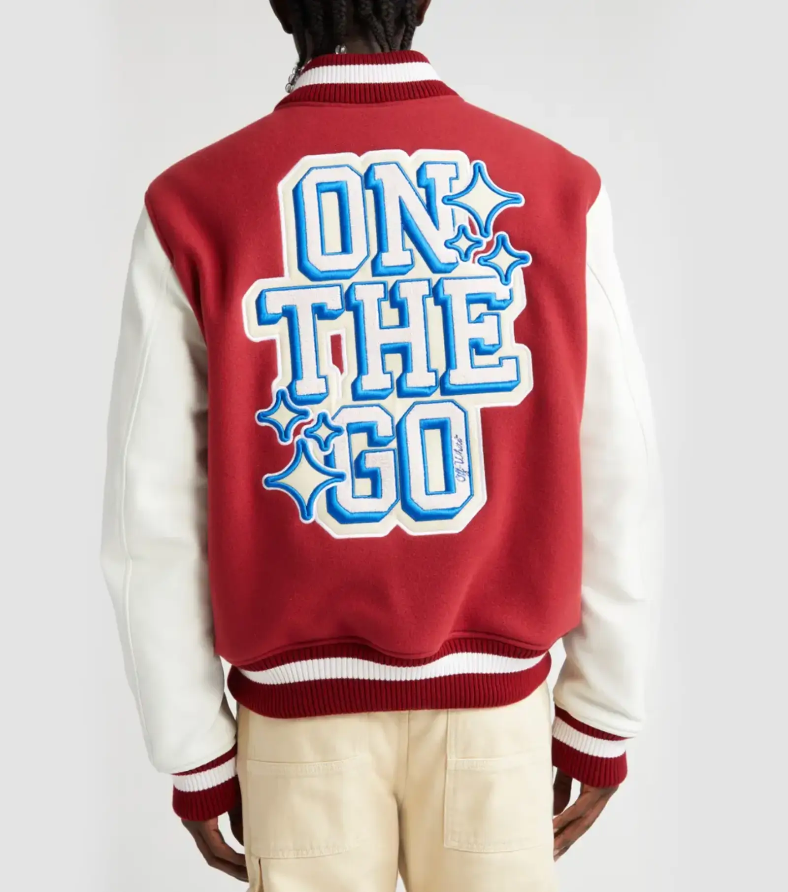 OFF-White Letterman Varsity Red & White Jacket - Image 7