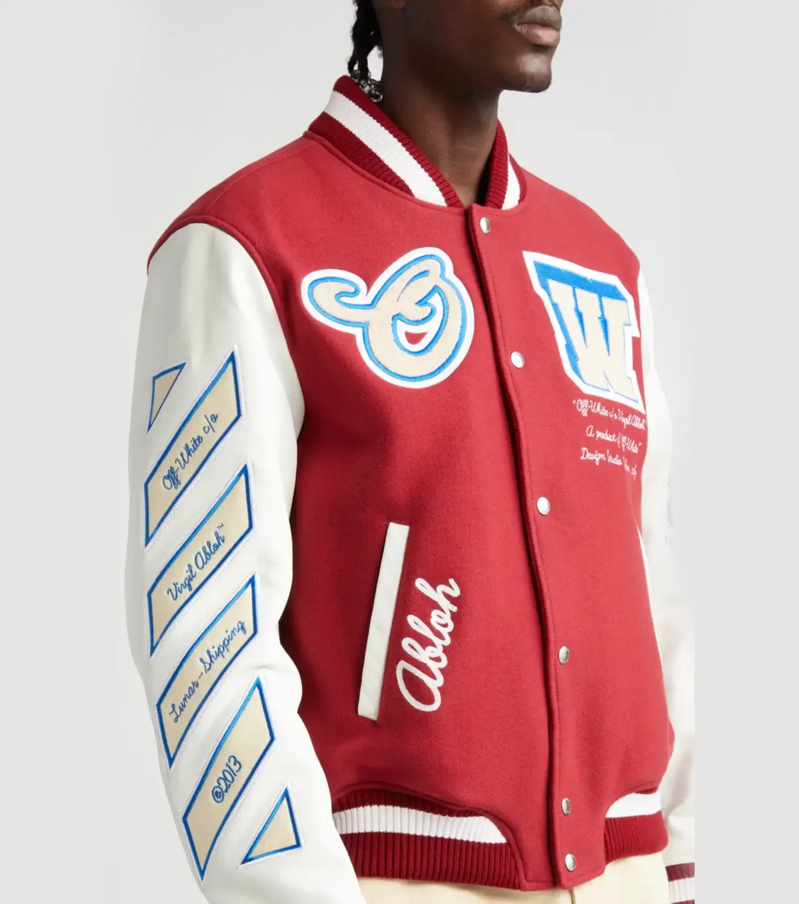 OFF-White Letterman Varsity Red & White Jacket - Image 5