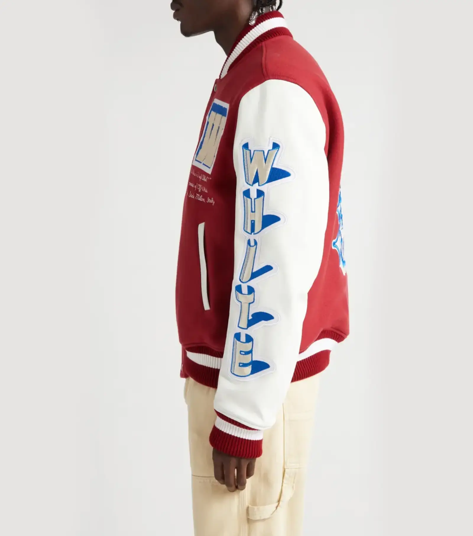 OFF-White Letterman Varsity Red & White Jacket - Image 6