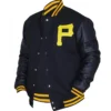 Pittsburgh Pirates Letterman Majestic Black Varsity Jacket - Image 3
