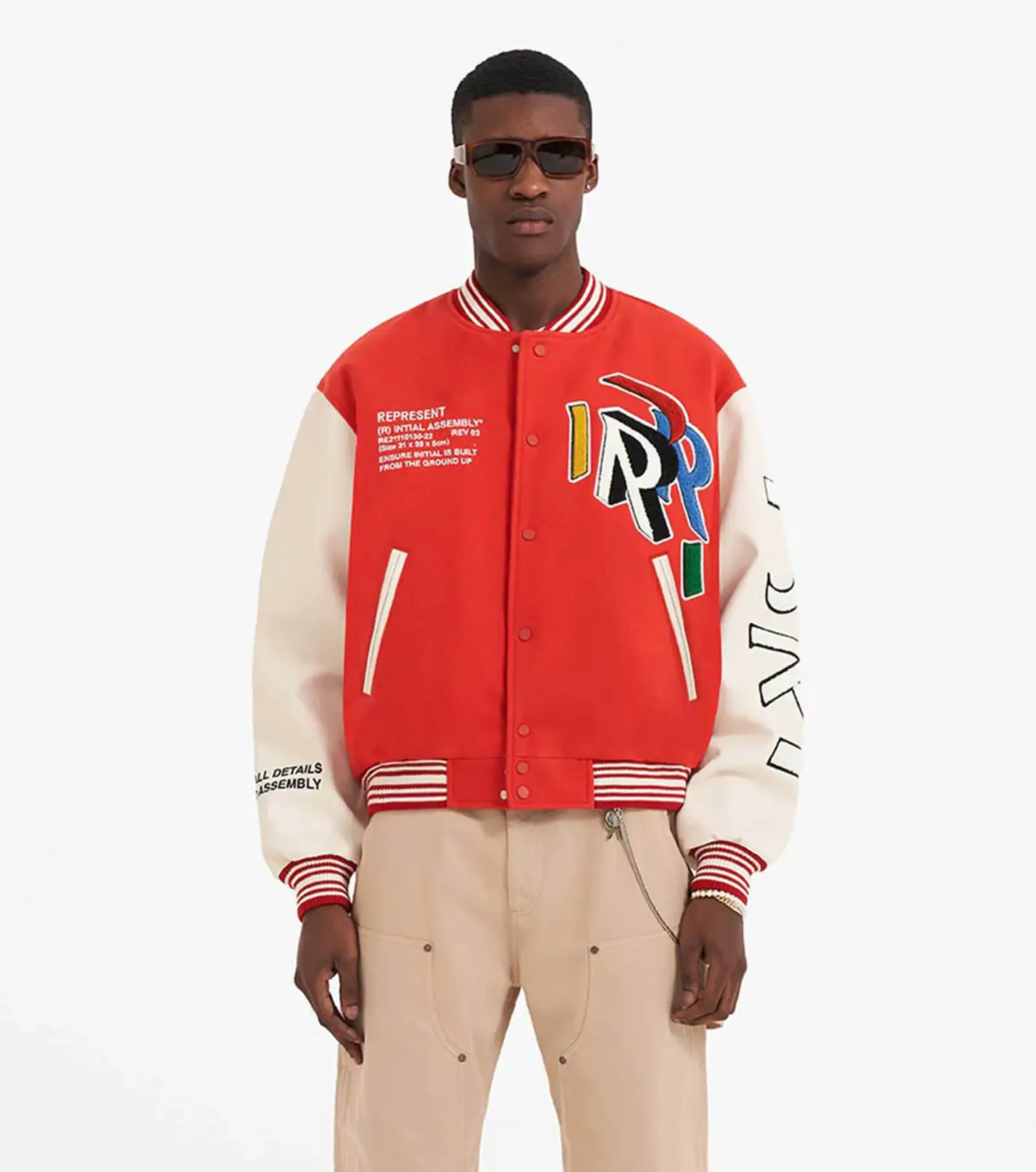 Represent Initial Letterman Red & White Varsity Jacket - Image 4