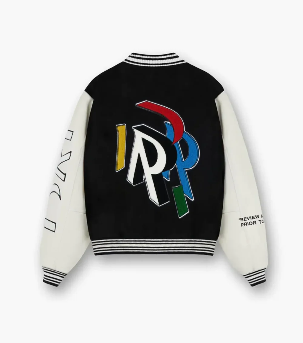 Alternative view of Represent Initial Letterman Black & White Varsity Jacket