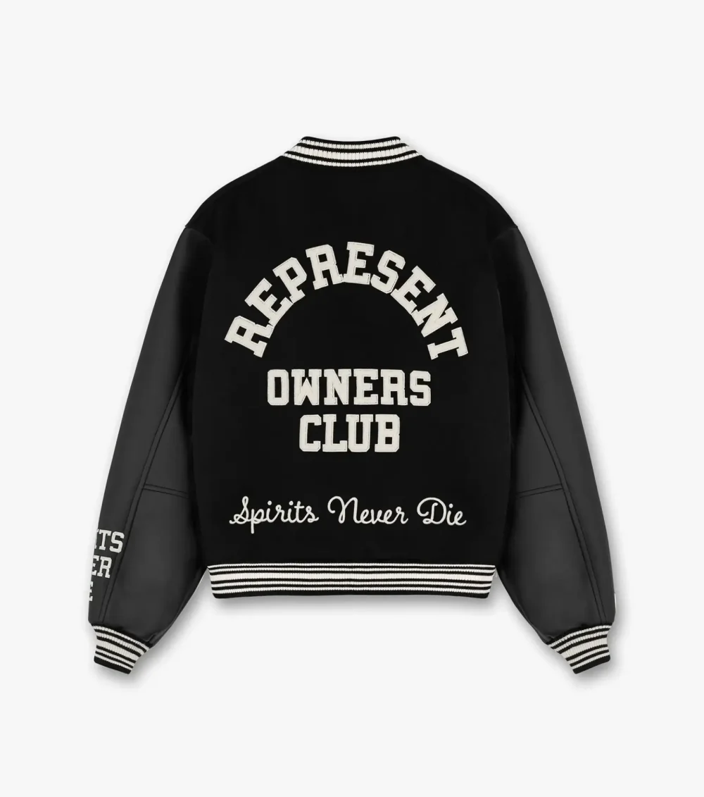 Alternative view of Represent Owners Club Letterman Black Varsity Jacket