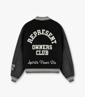 Alternative view of Represent Owners Club Letterman Black Varsity Jacket