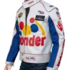 Side view of Ricky Bobby Wonder Bread Jacket with colorful patches