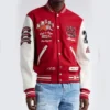 AMIRI Vintage Patch Letterman Red/Cream Wool & Leather Varsity Jacket - Image 4