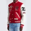 AMIRI Vintage Patch Letterman Red/Cream Wool & Leather Varsity Jacket - Image 5
