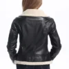 Women B3 Bomber Black Sheepskin Shearling Leather Jacket - Image 4
