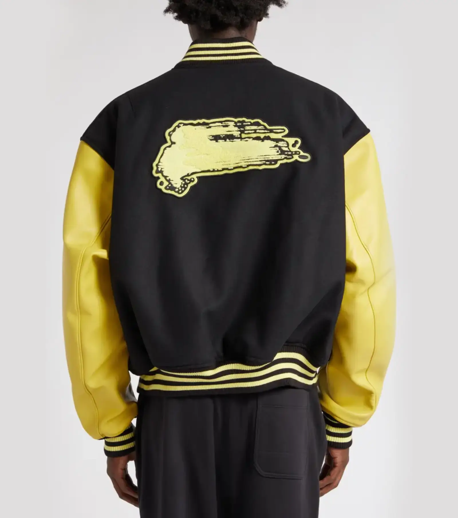 Yellow & Black Letterman Varsity Jacket - Image 4