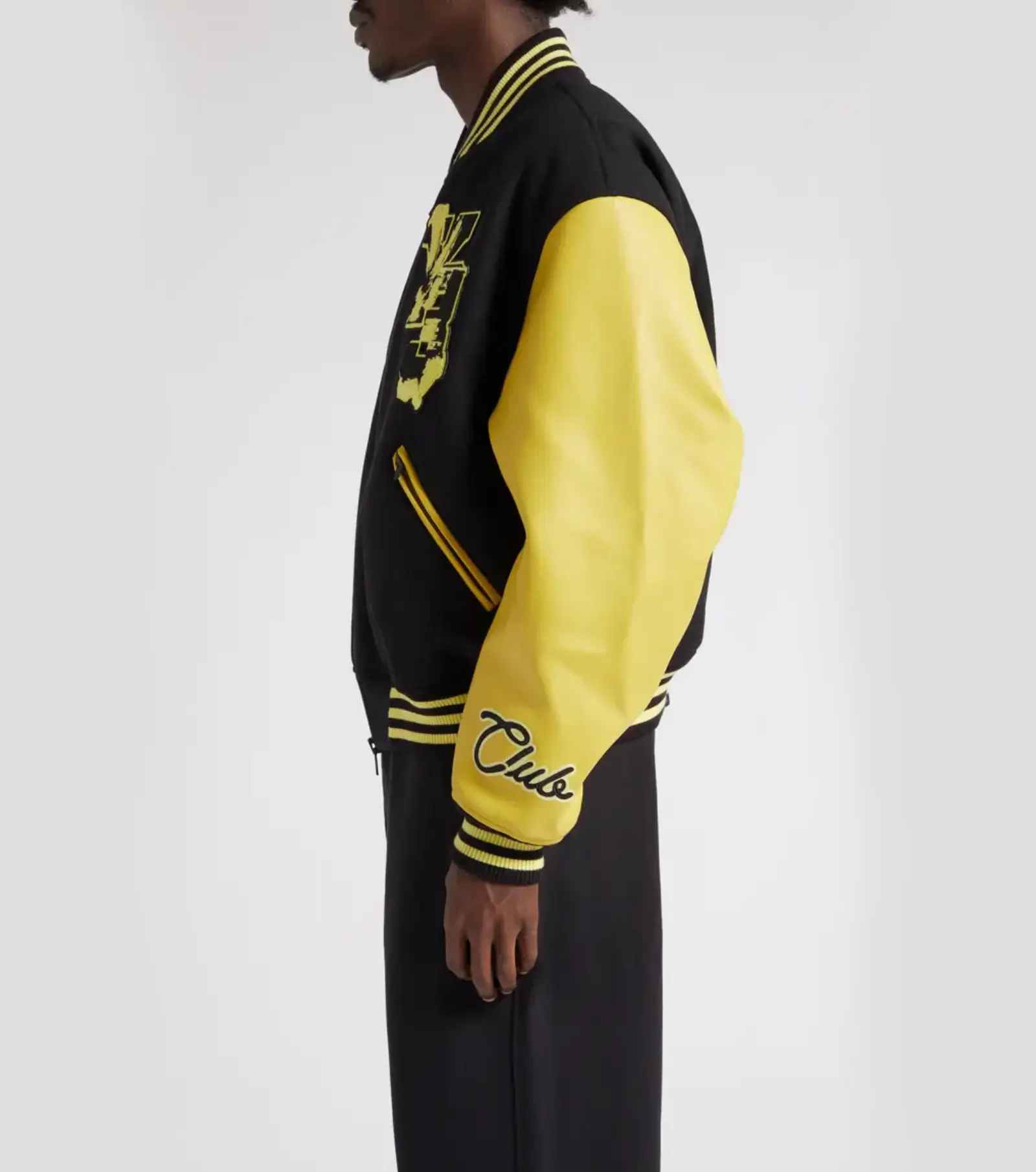 Yellow & Black Letterman Varsity Jacket - Image 5