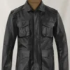 Men's Real Leather Safari Jacket Retro Blazer Coat Sylas Black