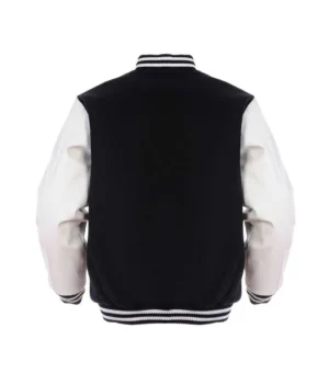 Alternative view of Letterman Black Fleece Varsity Jacket