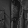 Men's Real Leather Safari Jacket Retro Blazer Coat Sylas Black - Image 7