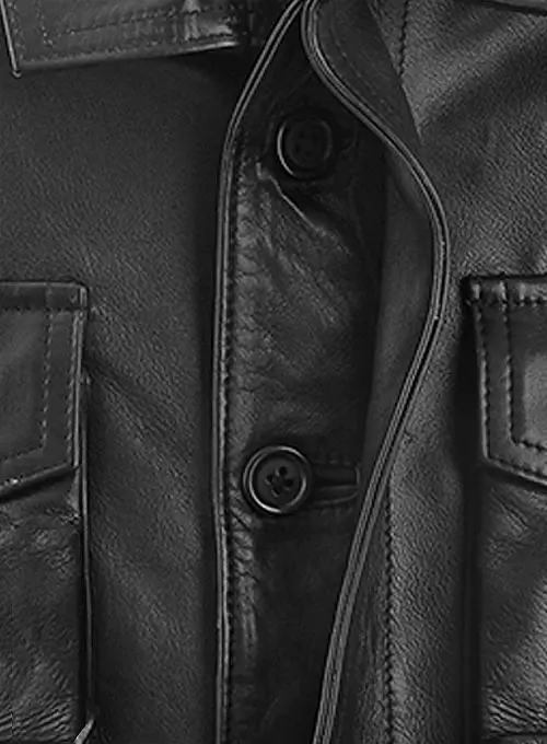 Men's Real Leather Safari Jacket Retro Blazer Coat Sylas Black - Image 7