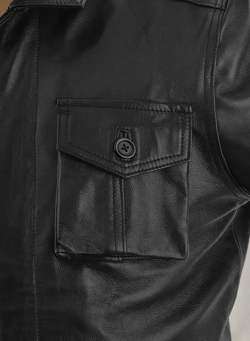 Men's Real Leather Safari Jacket Retro Blazer Coat Sylas Black - Image 5