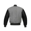 Men’s Grey/Black Letterman Varsity Wool Jacket Leather Sleeve - Image 2