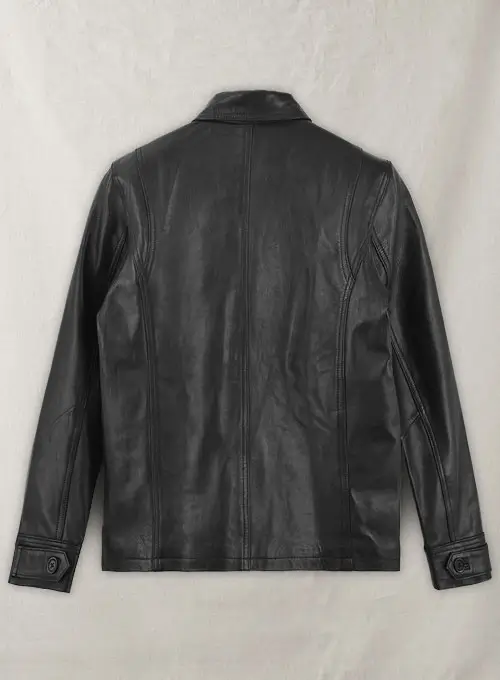 Alternative view of Men's Real Leather Safari Jacket Retro Blazer Coat Sylas Black