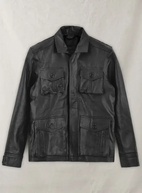 Men's Real Leather Safari Jacket Retro Blazer Coat Sylas Black - Image 9
