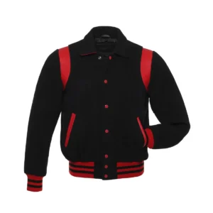 New Varsity Wool Letterman Jacket With Real Leather Shoulder Strips