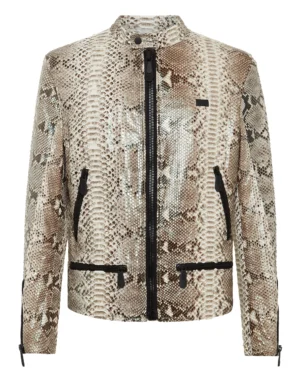 Alternative view of Fast X 2023 Jason Momoa Snake Print Leather Jacket