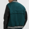 Classic Letterman Varsity Jacket Green & Black - Image 3
