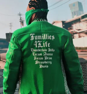 Alternative view of GTA-VI Families Letterman Jacket for MP Male Green Varsity Jacket