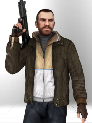 Alternative view of GTA-VI Niko Bellic Brown Leather Jacket