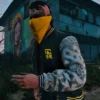 GTA-VI Vagos Jacket for Letterman MP Male Black & White Varsity Jacket