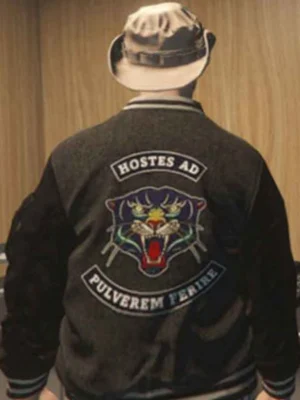 Alternative view of Panther GTA-VI Grey & Black Varsity Jacket