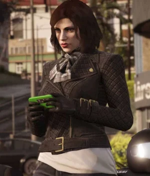 Protagonist GTA-VI Lady Black Leather Jacket