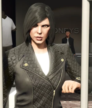 Alternative view of Protagonist GTA-VI Lady Black Leather Jacket