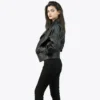 Women’s Biker Black Leather Jacket - Image 5