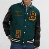 Classic Letterman Varsity Jacket Green & Black - Image 2