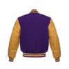 Men's Varsity Letterman Jacket Leather Sleeve Purple/Golden - Image 2