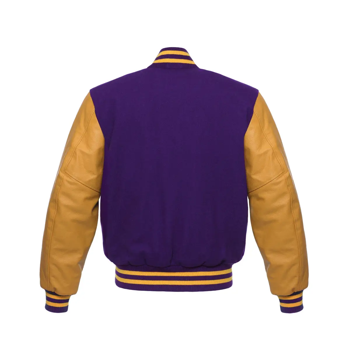 Men's Varsity Letterman Jacket Leather Sleeve Purple/Golden - Image 2