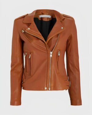 Alternative view of The Equalizer S02 Mel Melody Bayani Brown Biker Leather Jacket