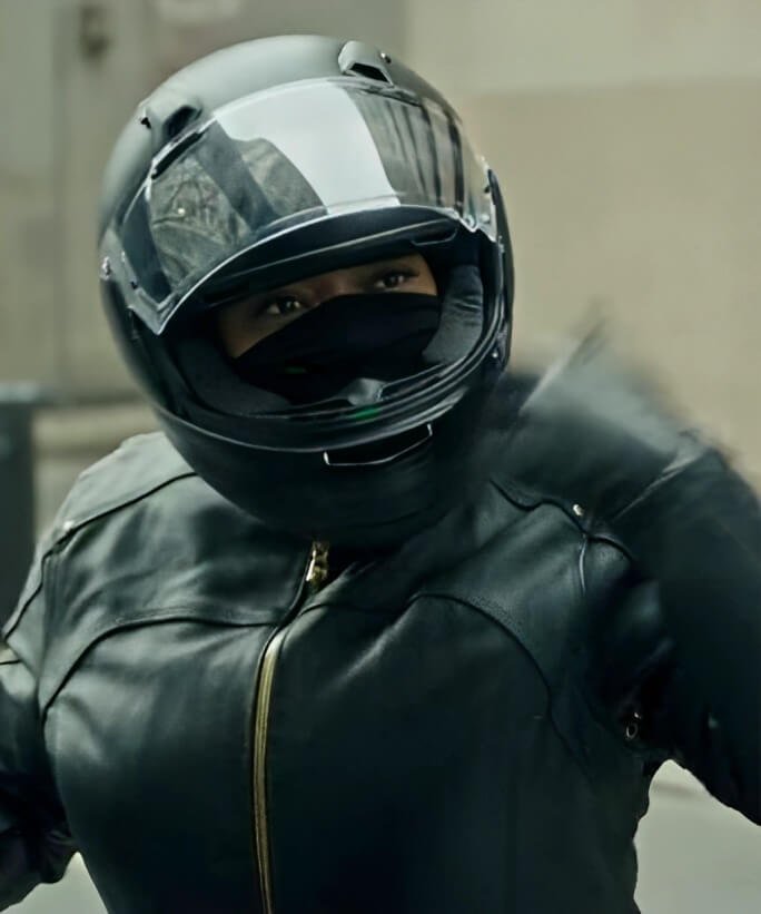 The Equalizer 2021 Robyn McCall Leather Biker Jacket - Image 3
