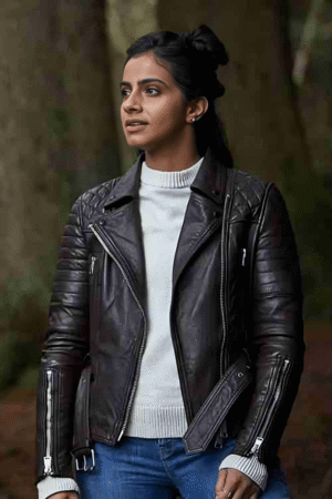 Alternative view of Doctor Who Mandip Gill Leather Jacket