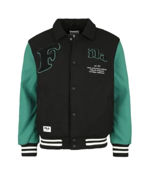 Men's Varsity Letterman Bomber Jacket black/Green