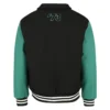 Men's Varsity Letterman Bomber Jacket black/Green - Image 2
