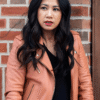 The Equalizer S02 Mel Melody Bayani Brown Biker Leather Jacket - Image 5