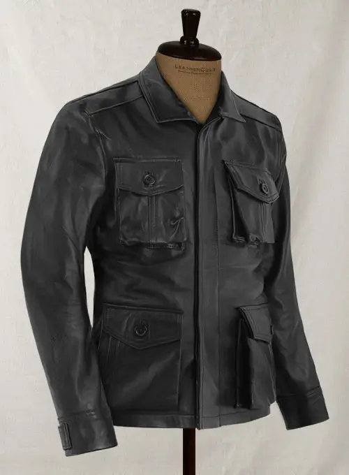 Men's Real Leather Safari Jacket Retro Blazer Coat Sylas Black - Image 3