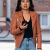 The Equalizer S02 Mel Melody Bayani Brown Biker Leather Jacket