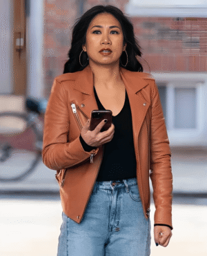 The Equalizer S02 Mel Melody Bayani Brown Biker Leather Jacket