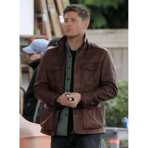 Jensen ross supernatural 7 brown leather jacket