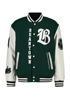 Alternative view of Boston Baseball Letterman Varsity Green Jacket