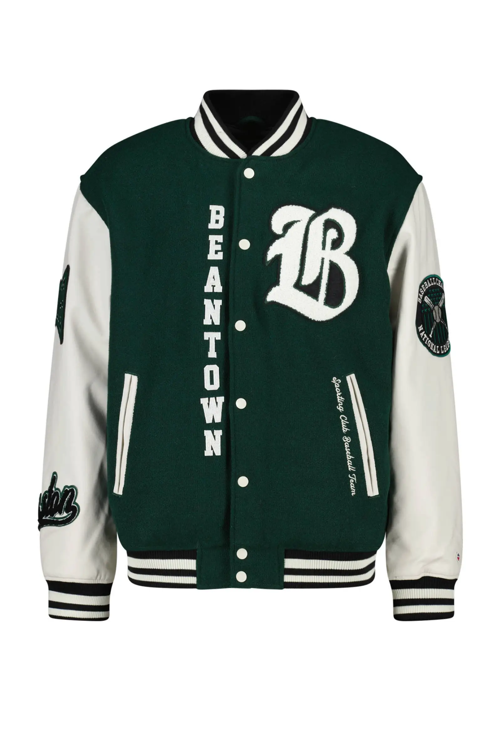 Boston Baseball Letterman Varsity Green Jacket - Image 2